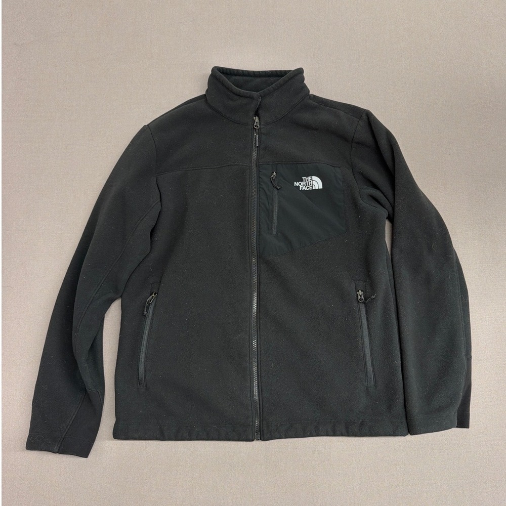 The North Face Mens Black Full Zip Fleece Jacket Mock Neck Size Medium